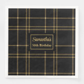 Verjaardag servetten Elegant Zwart Goud Monogram (Voorkant)