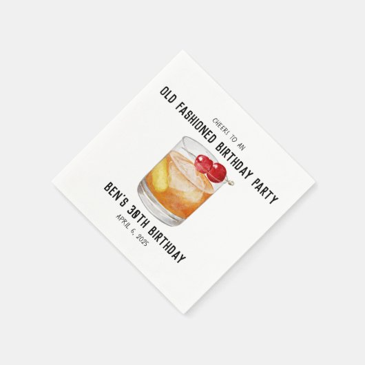 Verjaardag servetten - Old Fashioned Cocktail (Hoek)