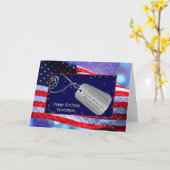 VERJAARDAG / SERVICEMAN US FLAG - HOND / LABELS -  KAART (Gele Bloem)