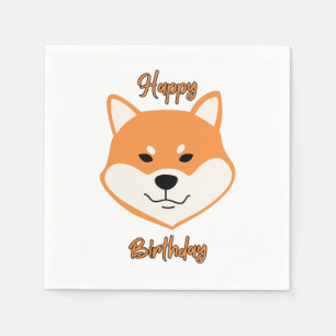Verjaardag Shiba Inu Originele 3 Laags Servetten