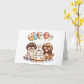 Verjaardag Shih Tzu Honden Verjaardagstaart Kaart (Gele Bloem)