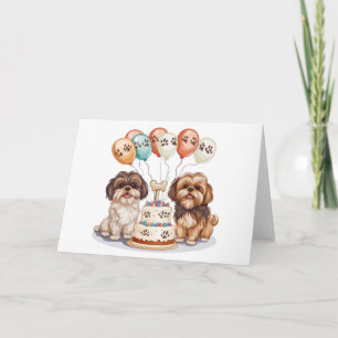 Verjaardag Shih Tzu Honden Verjaardagstaart Kaart