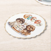 Verjaardag Shih Tzu Honden Verjaardagstaart Kartonnen Onderzetters (Gekanteld)