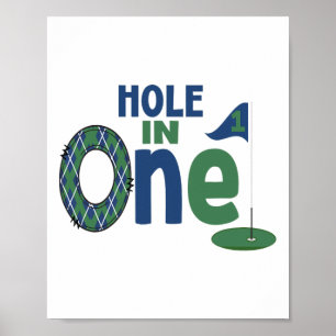 Verjaardag Shirt 1e Verjaardag Hole in One Boys Poster