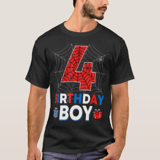 Verjaardag Shirt Spider Web 4 jaar oude 4e Verjaar