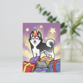 Verjaardag Siberische Husky / Alaskan Malamute Briefkaart (Staand voorkant)