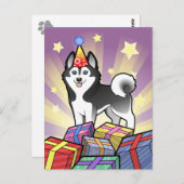Verjaardag Siberische Husky / Alaskan Malamute Briefkaart (Voorkant / Achterkant)