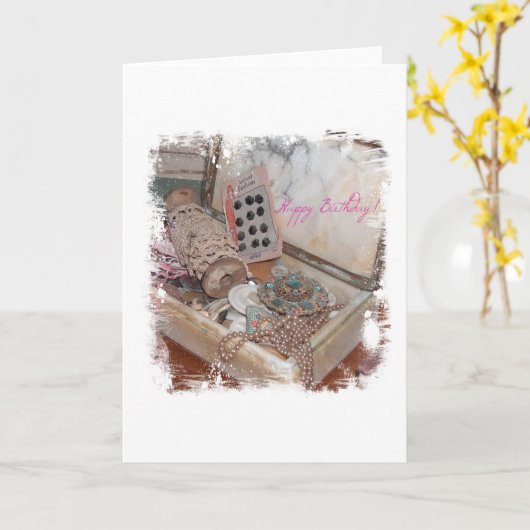 Verjaardag  sieraden en Buttonnen Kaart (Gele Bloem)