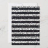 Verjaardag Silver Black Stripes Glitter Blue Rozen Kaart (Achterkant)