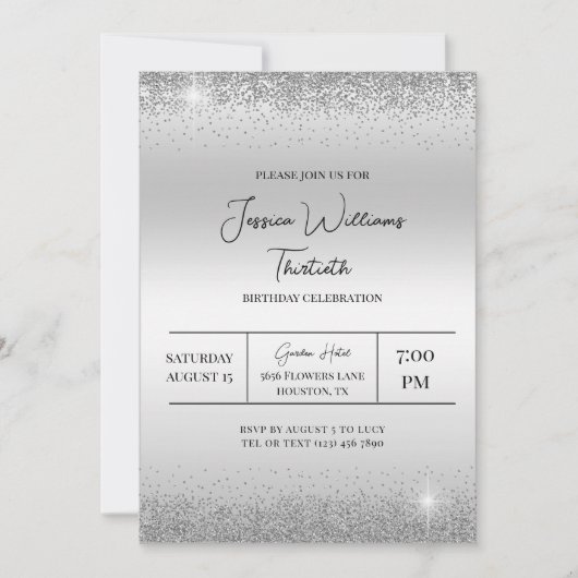 Verjaardag Silver Confetti & Sparkles Kaart (Voorkant)