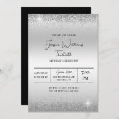 Verjaardag Silver Confetti & Sparkles Kaart (Voorkant / Achterkant)