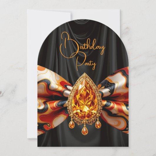 Verjaardag Sinaasappel jaren 1960 Mod Bow Gold Jew Kaart (Voorkant)