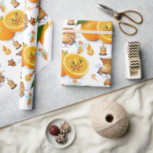 Verjaardag Sinaasappels Cake KaarsInpakpapier