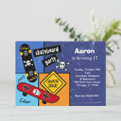 Verjaardag skateboarden (Navi Blue) Kaart (Staand voorkant)