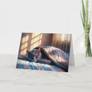 Verjaardag Sleeping Grey Cat Kaart