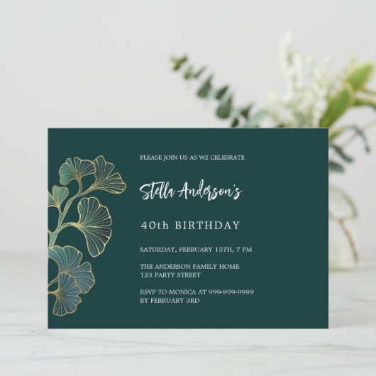 Verjaardag smaragd groen groen script elegant kaart (Staand voorkant)