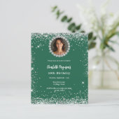 Verjaardag smaragdgroene diamant foto uitnodiging (Staand voorkant)