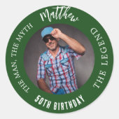 Verjaardag smaragdgroene foto man myth legende ronde sticker (Voorkant)