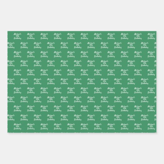 Verjaardag smaragdgroene naam script inpakpapier vel (Voorkant 2)