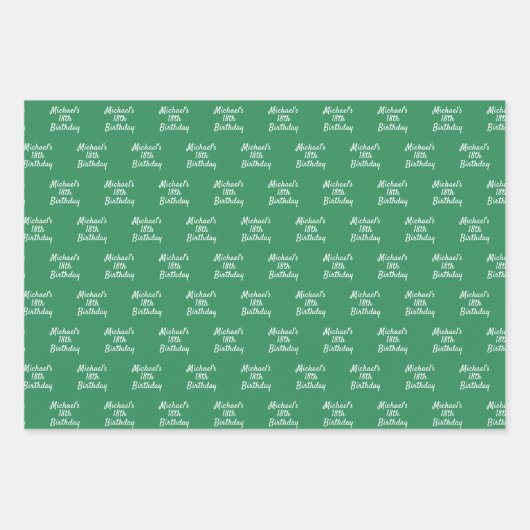 Verjaardag smaragdgroene naam script inpakpapier vel (Voorkant)