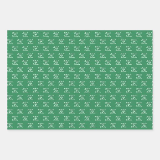 Verjaardag smaragdgroene naam script inpakpapier vel (Voorkant 3)