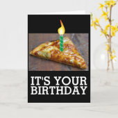 VERJAARDAG SNEETJE PIZZA MET KAARS KAART (Gele Bloem)