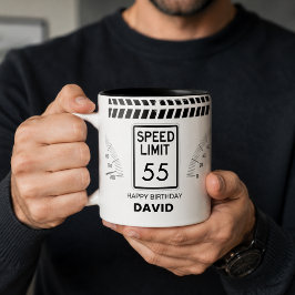 Verjaardag Snelheidslimiet 55 Tweekleurige Koffiemok
