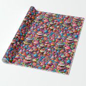Verjaardag snoep cadeaupapier (Uitgerold)