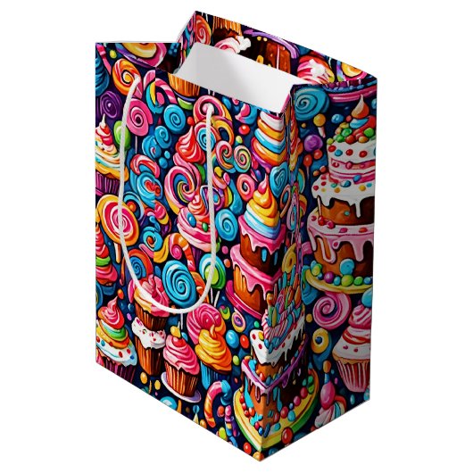 Verjaardag snoep medium cadeauzakje (Achterkant Gekanteld)