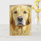 Verjaardag Snoep Sprinkles op een Golden Retriever Kaart (Gele Bloem)
