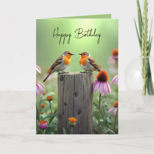 Verjaardag Songbirds On A Fence Post Kaart