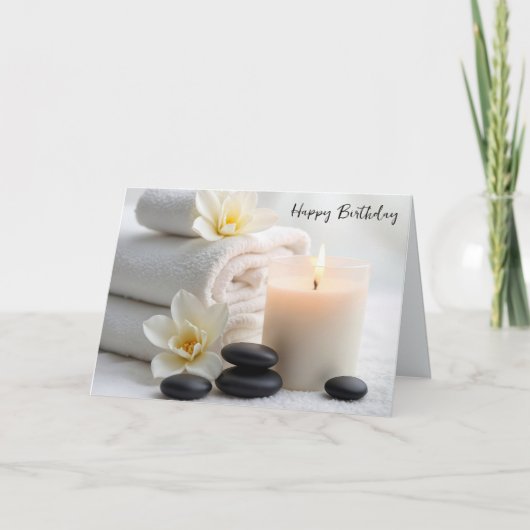 Verjaardag Spa handdoeken met Magnolia bloesems Kaart (Voorkant)