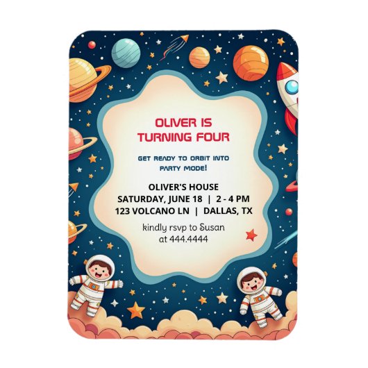 Verjaardag Space Boy Astronaut Flexibele Fotokaart Magneet (Verticaal)