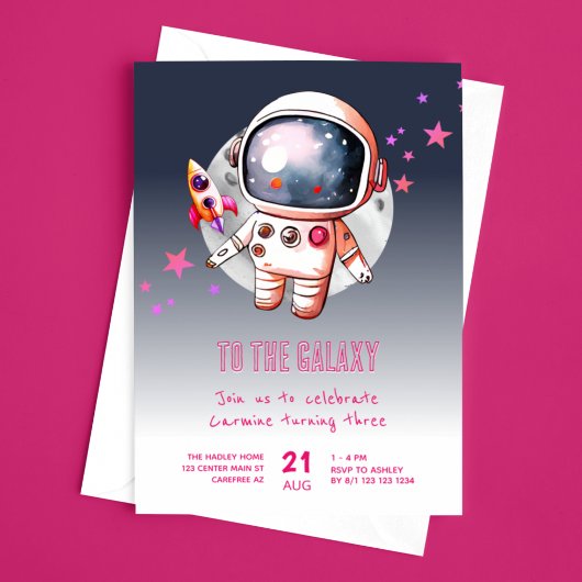 Verjaardag Space Galaxy Moon 3 jaar Kaart