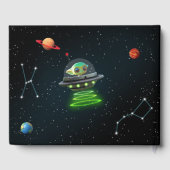 Verjaardag Space Rocket Foto | Astronaut UFO alien Gastenboek (Achterkant)