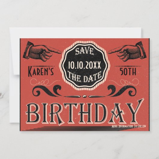 verjaardag sparen de datum magnetische uitnodiging (Voorkant)