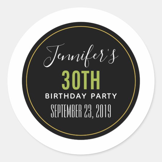 verjaardag sparen de datum sjabloon ronde sticker (Voorkant)