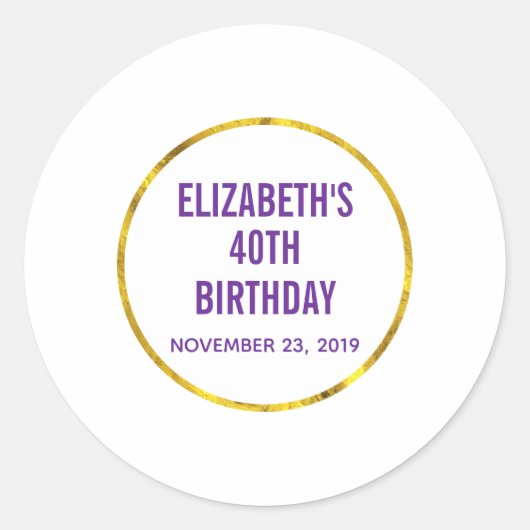 verjaardag sparen de datum sjabloon ronde sticker (Voorkant)