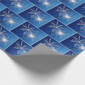 Verjaardag Sparklers op blauw Cadeaupapier (Hoek)