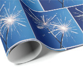 Verjaardag Sparklers op blauw Cadeaupapier (Rol Hoek)
