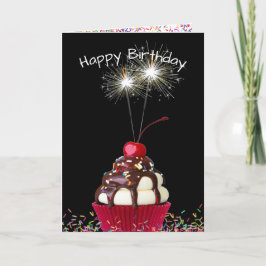 Verjaardag Sparklers op Cupcake Kaart