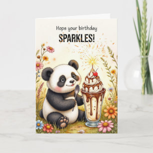 Verjaardag Sparkles Panda met Ice Cream Sundae Kaart