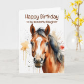 Verjaardag Special Daughter Horse Waterverf Art Kaart (Gele Bloem)