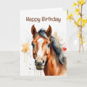 Verjaardag Special Horse Waterverf Art Kaart (Gele Bloem)