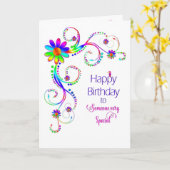 Verjaardag, Speciale Dame Abstract Floral-Vivid Kaart (Gele Bloem)