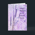 Verjaardag speciale vriend Kaart<br><div class="desc">Natuur achtergrond in lavendel</div>