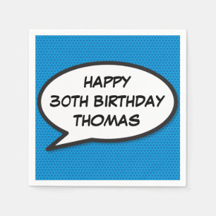 VERJAARDAG Speech Bubble Fun Retro Stripboek Servet