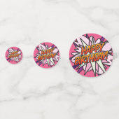 VERJAARDAG Speech Bubble Leuk Retro Stripboek Confetti (Achterkanten)