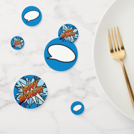 VERJAARDAG Speech Bubble Leuk Retro Stripboek Confetti (Groep)