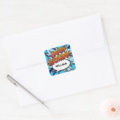 VERJAARDAG Speech Bubble Leuk Retro Stripboek Vierkante Sticker (Envelop)